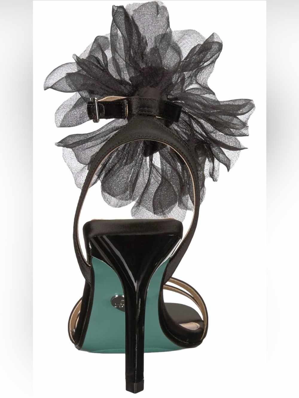 BLUE by BETSEY JOHNSON Black Floral Tulle Strappy Heels Sz 10 - Picture 3 of 10